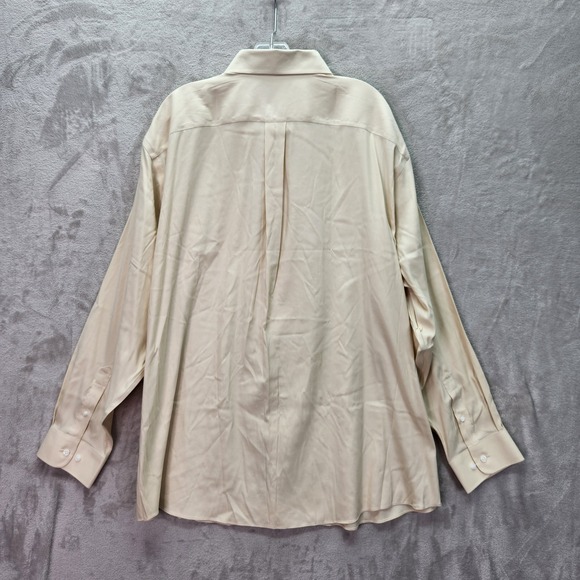 Roundtree & Yorke Button Down Mens XXL Cream Beige Gold Label Shirt Non Iron New - Picture 5 of 7
